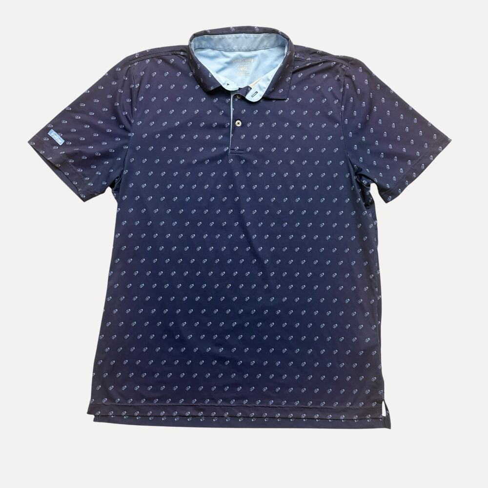 Good Good Golf Polo Shirt Men’s Good Good Golf Logo All Over Print Navy Size L